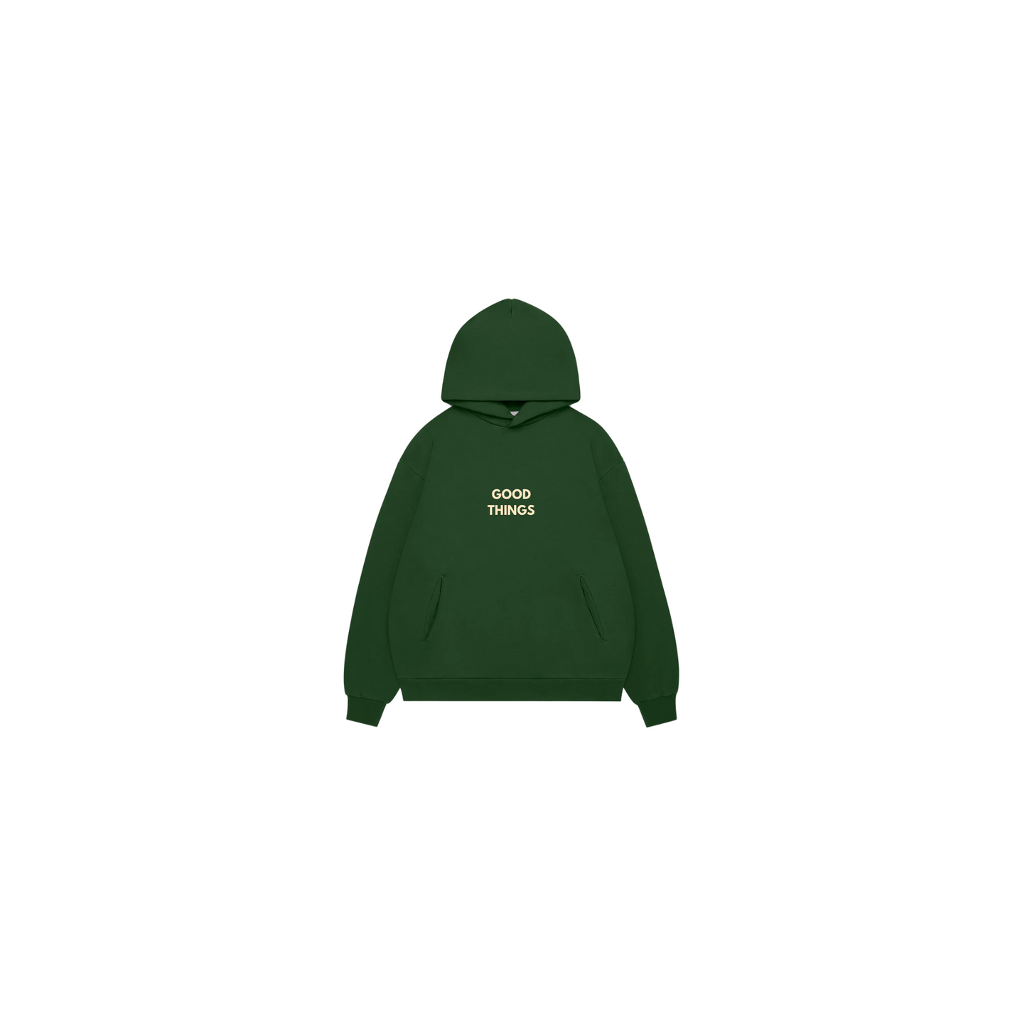 Good Things Hoodie - Forest Green w/ Cream Print